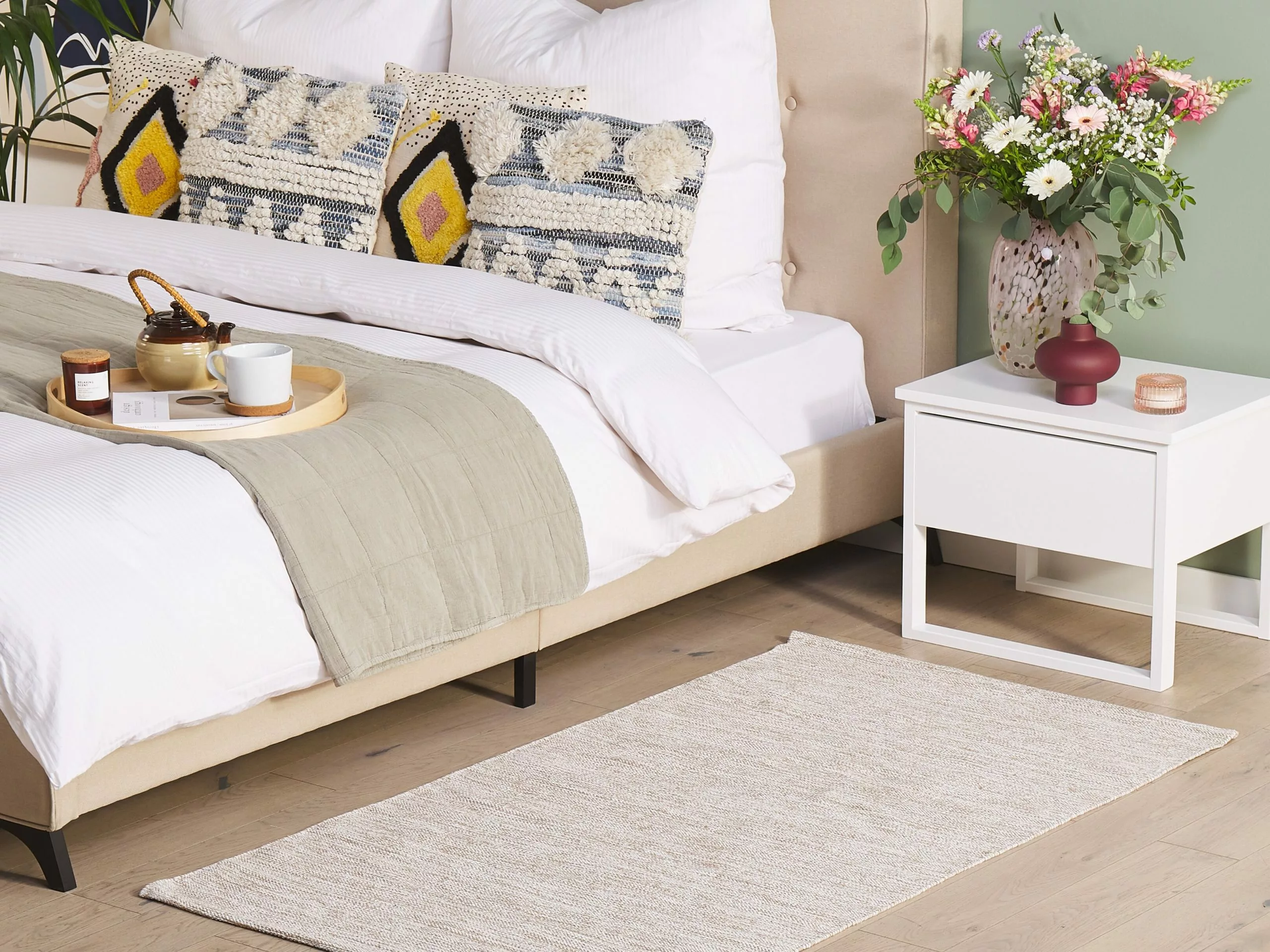 Beliani Matto Puuvilla Beige DERINCE Useita Kokoja - Image 2