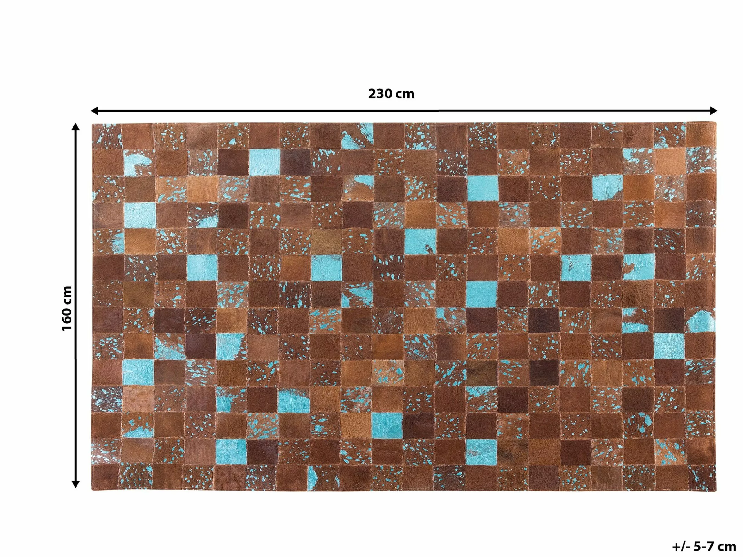 Beliani Matto Lehmännahka Ruskea/sininen ALIAGA Useita Kokoja 9 Beliani Matto Lehmännahka Ruskea/sininen ALIAGA Useita Kokoja - Image 7