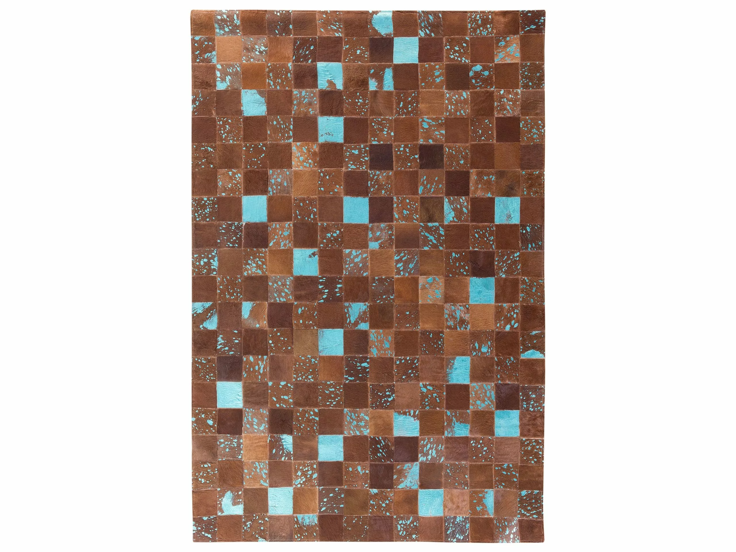 Beliani Matto Lehmännahka Ruskea/sininen ALIAGA Useita Kokoja 7 Beliani Matto Lehmännahka Ruskea/sininen ALIAGA Useita Kokoja - Image 5