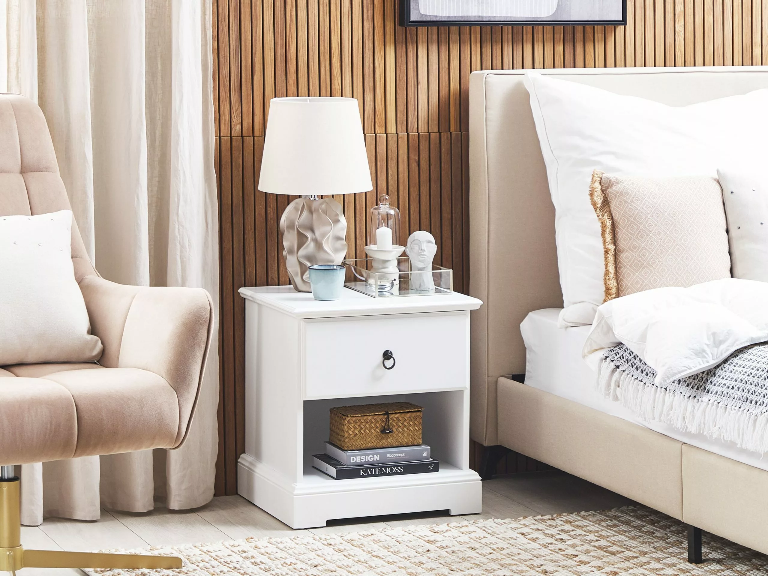 Beliani Yöpöytä Laatikko Valkoinen GILBERT - Image 2