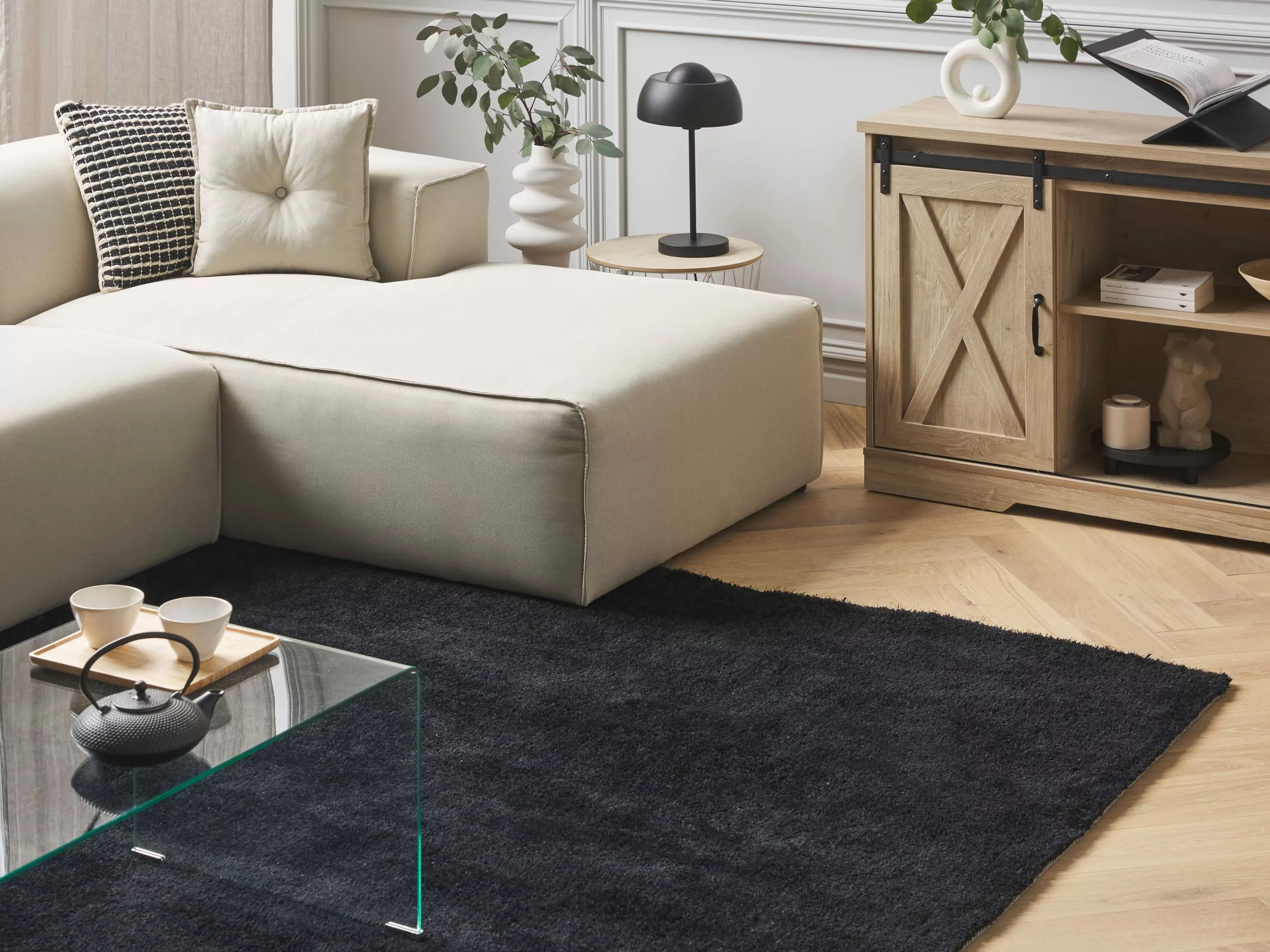 Beliani Matto Kangas Musta DEMRE Useita Kokoja - Image 2