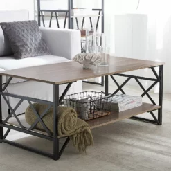 Beliani Sohvapöytä Ruskeanharmaa/musta BOLTON 13 Beliani Sohvapöytä Ruskeanharmaa/musta BOLTON -Ruokapöydät Myyntikauppa undef src sa picid 683854 type color image