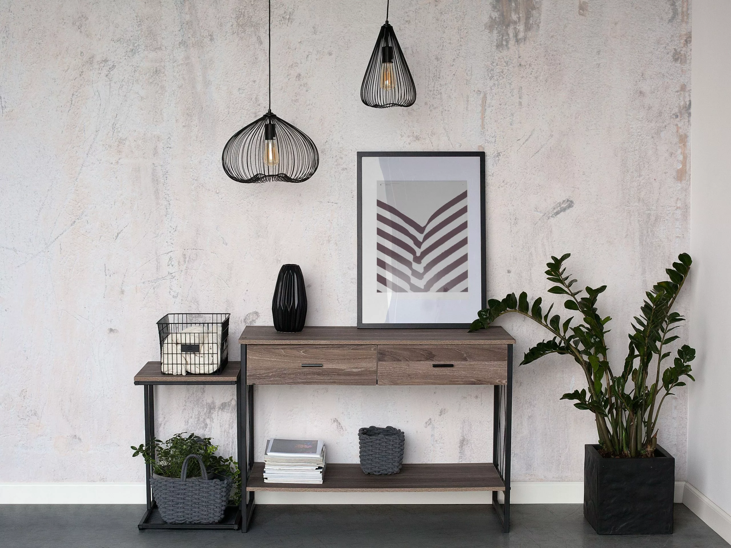 Beliani Konsolipöytä 2 Laatikkoa Ruskeanharmaa/musta AYDEN - Image 3