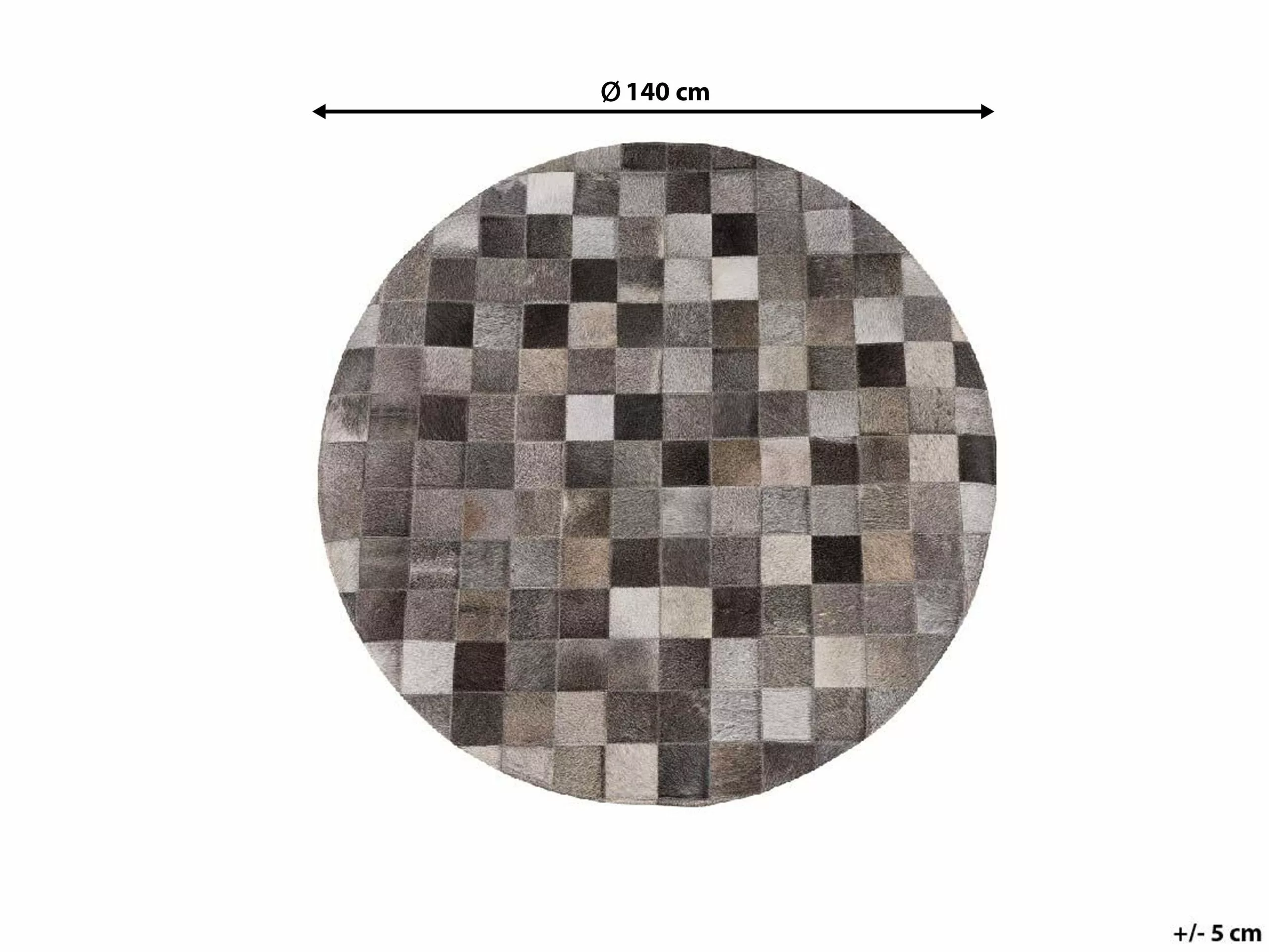 Beliani Matto Lehmännahka Harmaa 140 Cm BERGAMA - Image 5