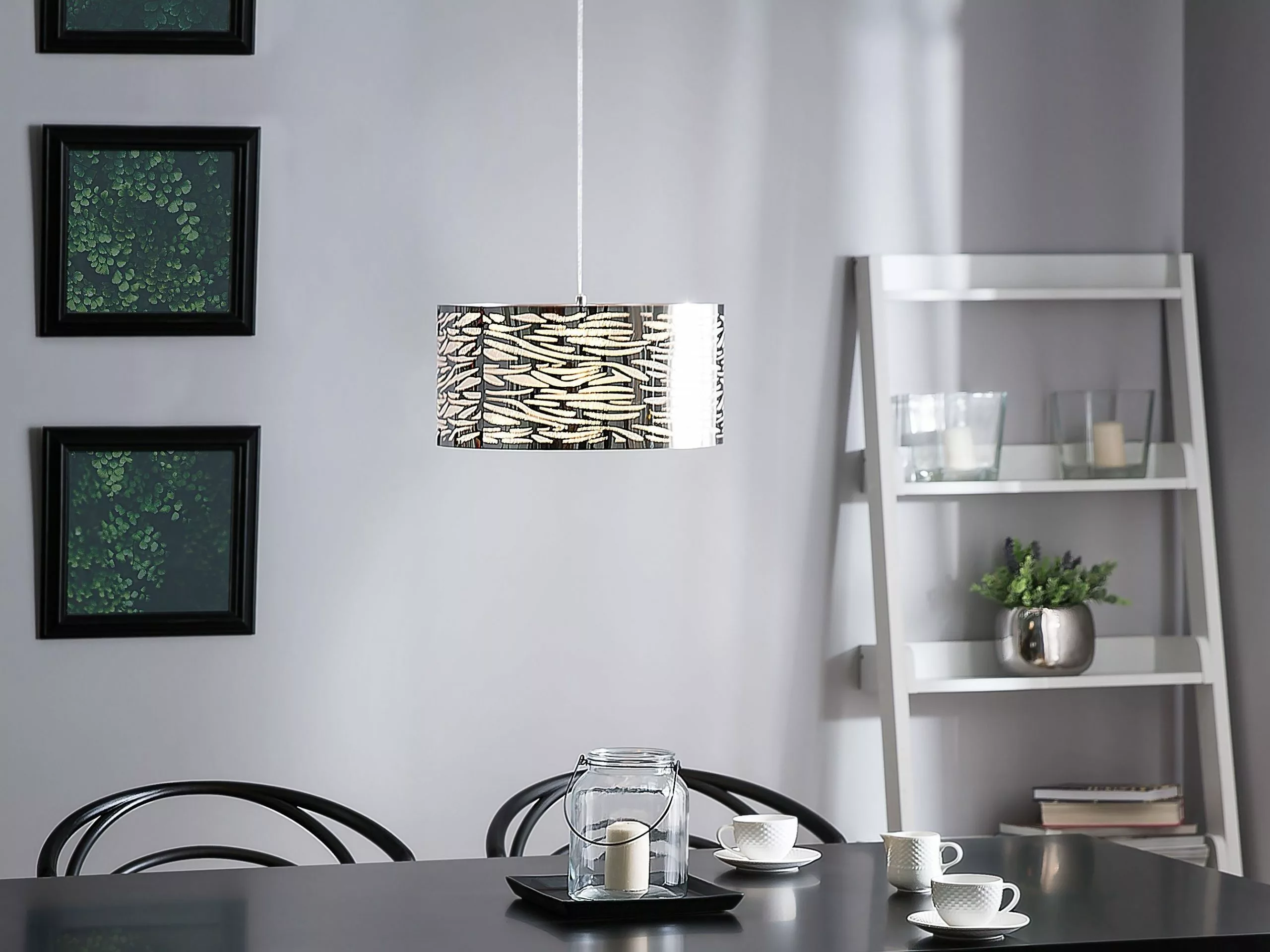 Beliani Ruokapöytä Valkoinen/hopea 220 X 90 Cm ARCTIC I - Image 3