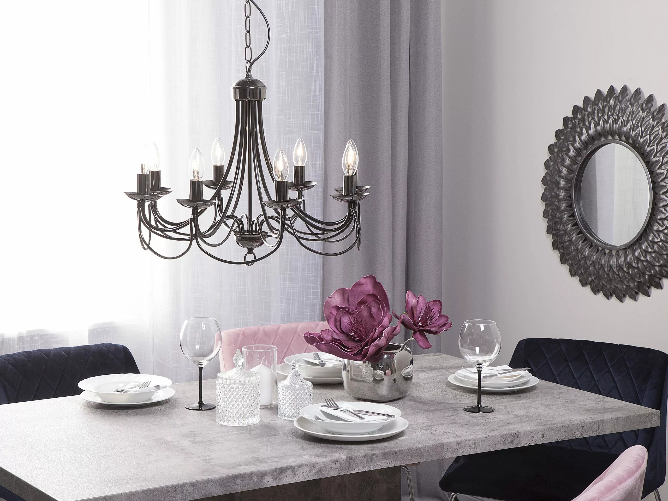 Beliani Ruokapöytä Harmaa 160 X 90 Cm PASADENA - Image 5