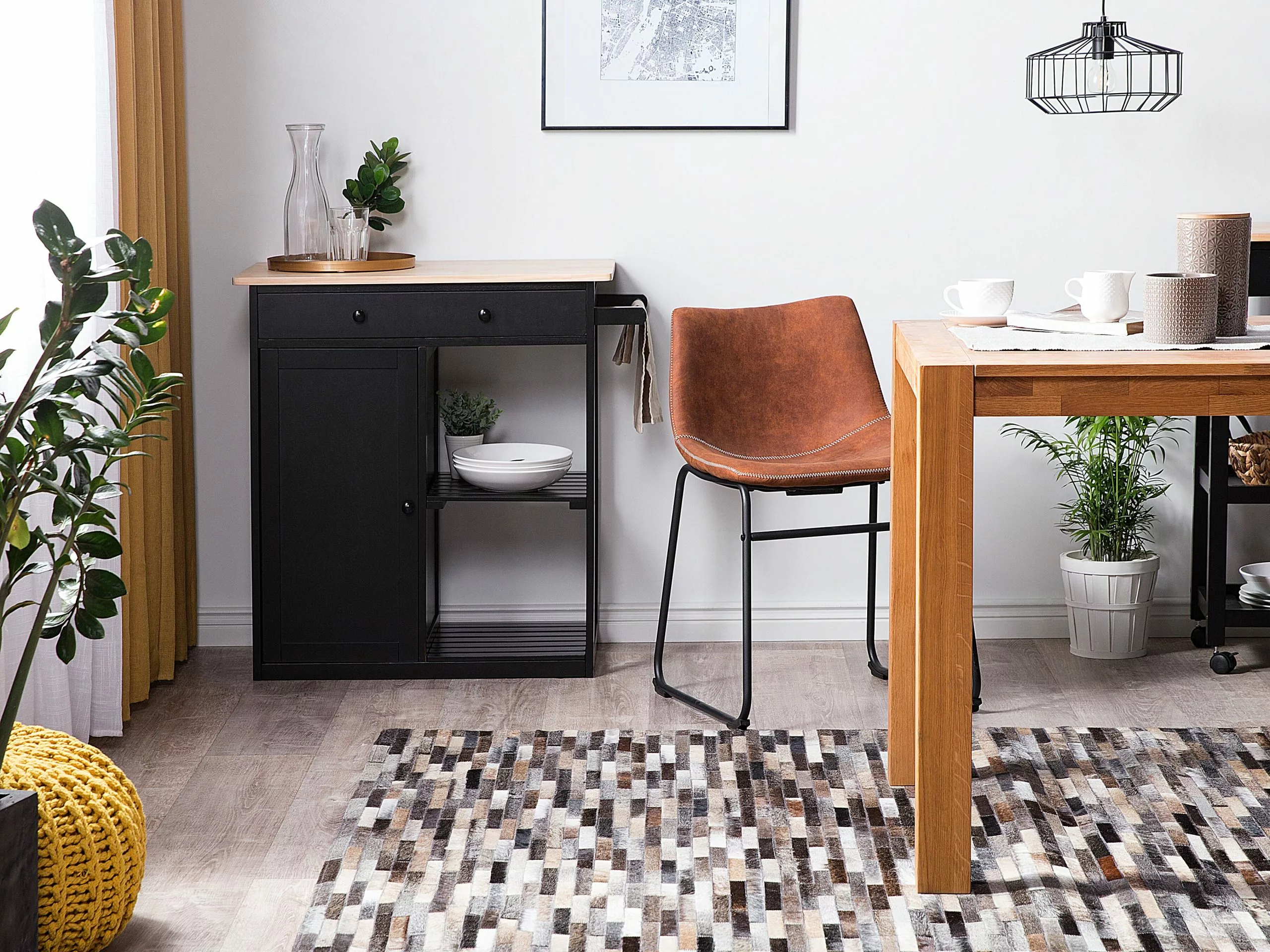 Beliani Matto Lehmännahka Ruskea/harmaa 140 X 200 Cm AHILLI 4 Beliani Matto Lehmännahka Ruskea/harmaa 140 X 200 Cm AHILLI - Image 2