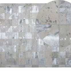 Beliani Matto Lehmännahka Beige/hopea YAZIR Useita Kokoja