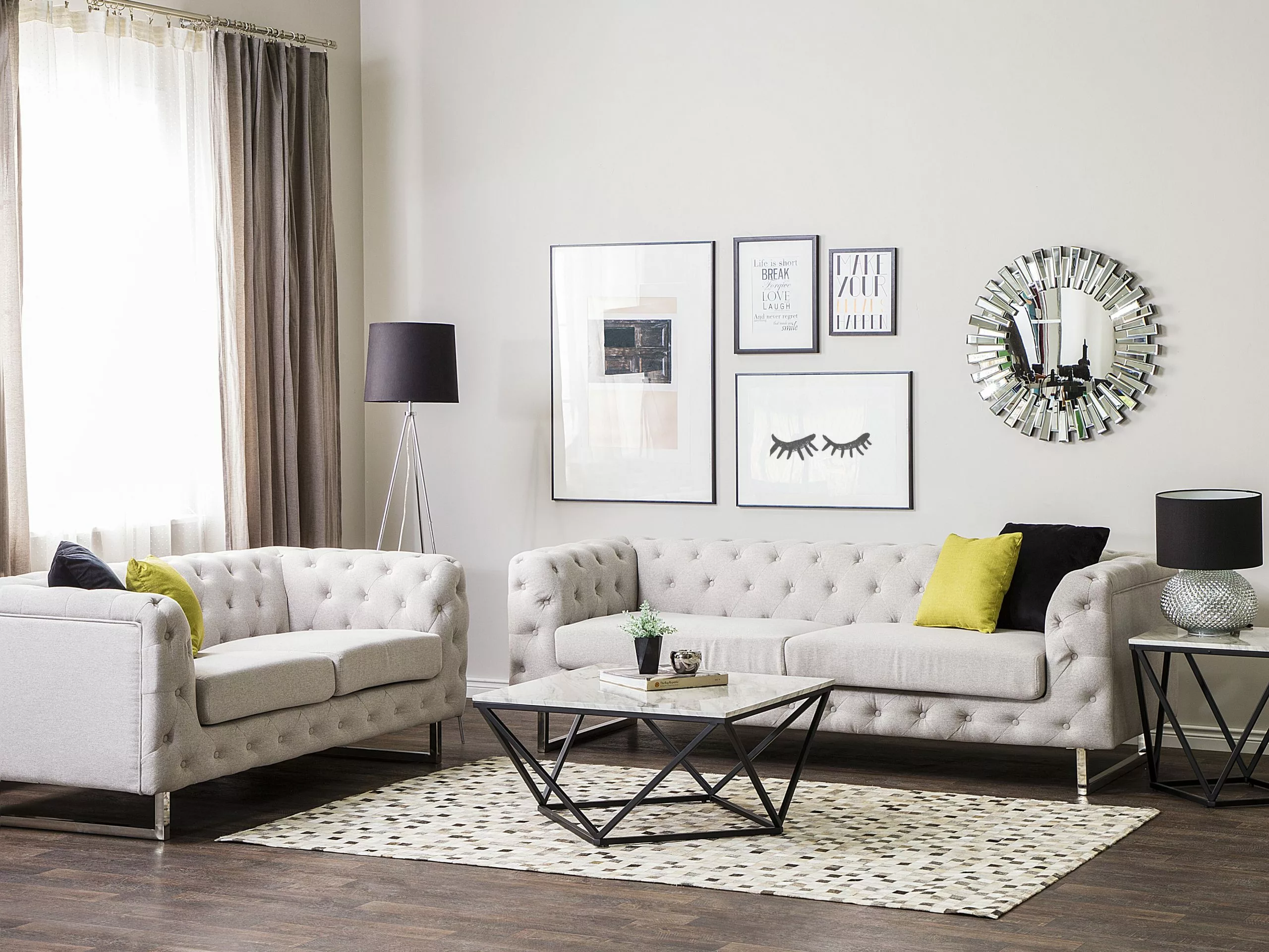 Beliani Sohvapöytä Marmorikuvio Beige/musta MALIBU - Image 7