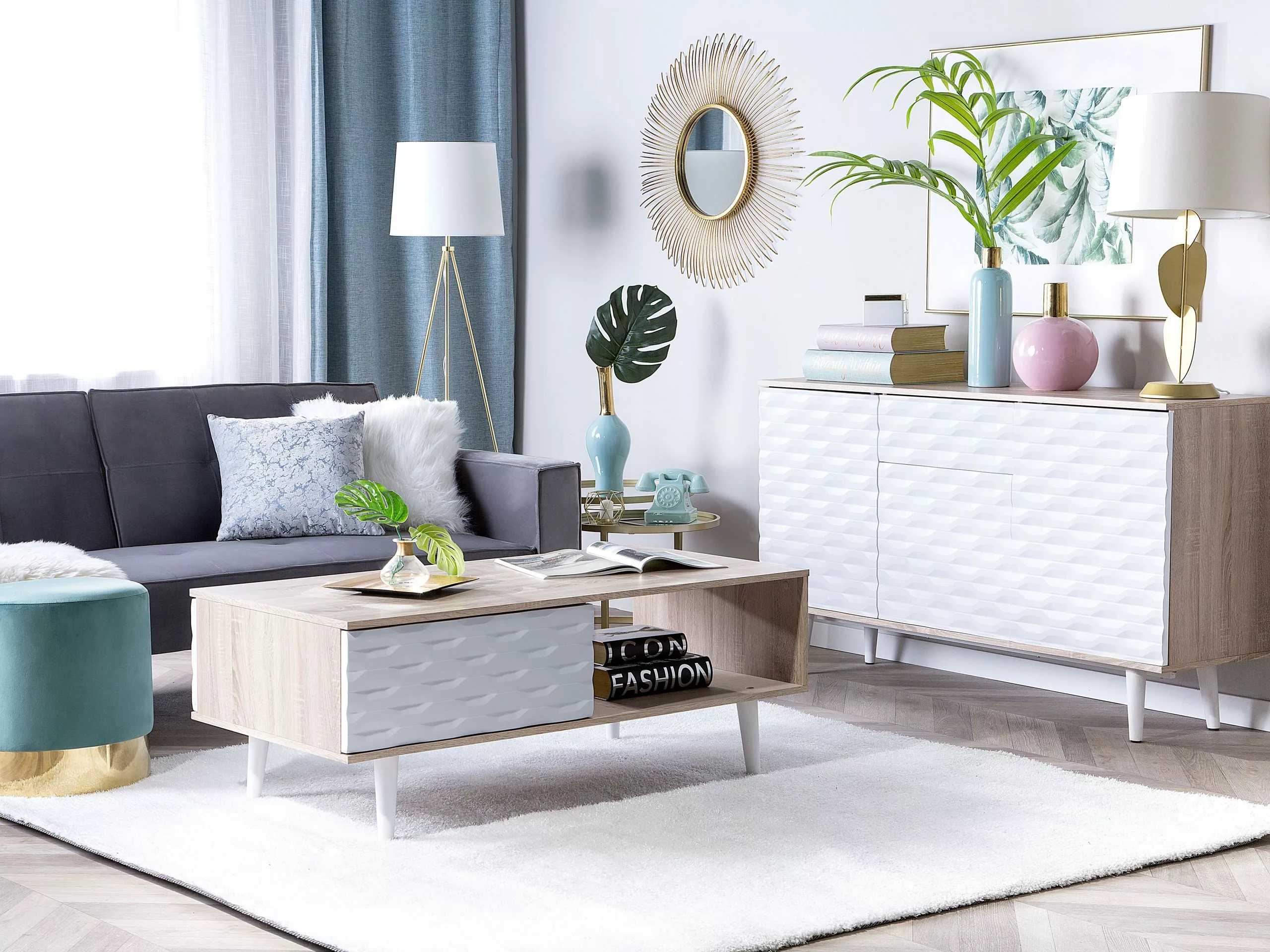 Beliani Sohvapöytä Laatikko Vaalea Puu/valkoinen SWANSEA 4 Beliani Sohvapöytä Laatikko Vaalea Puu/valkoinen SWANSEA - Image 2