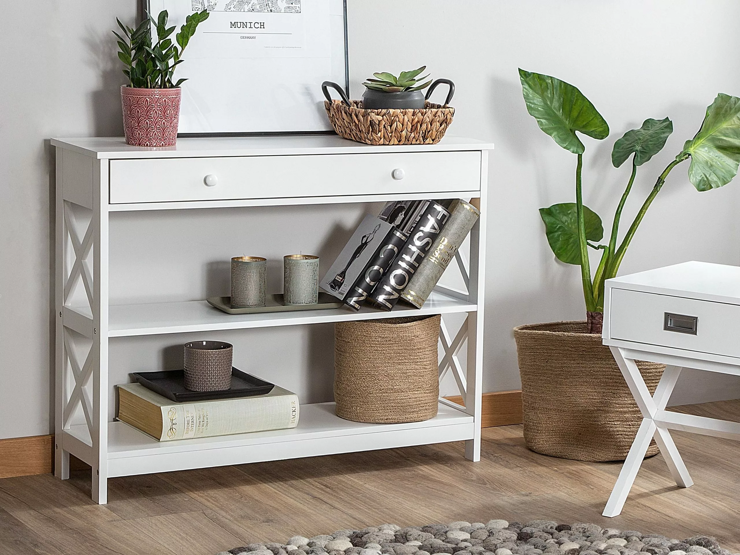 Beliani Konsolipöytä Laatikko Valkoinen MONTGOMERY 4 Beliani Konsolipöytä Laatikko Valkoinen MONTGOMERY - Image 2