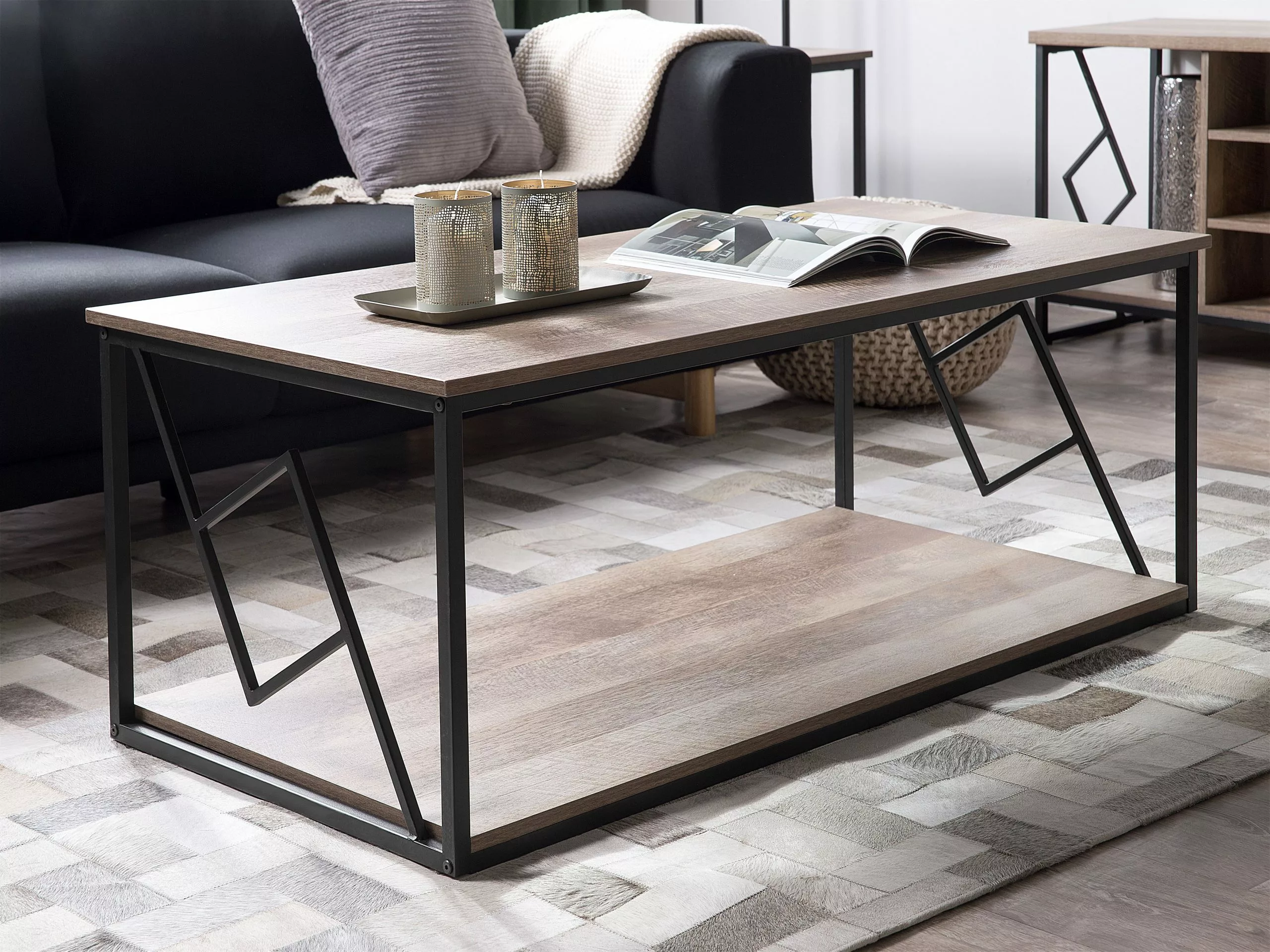 Beliani Sohvapöytä Tumma Puu/musta FORRES 4 Beliani Sohvapöytä Tumma Puu/musta FORRES - Image 2