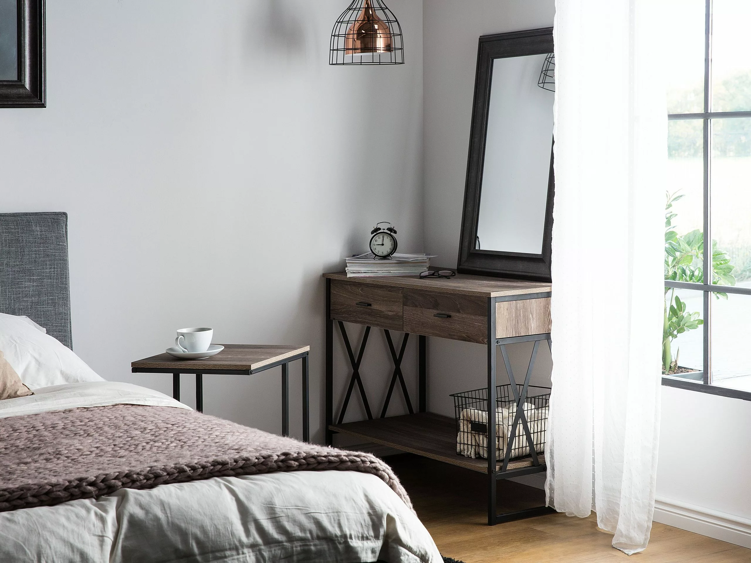 Beliani Sivupöytä Ruskeanharmaa/musta TROY - Image 3