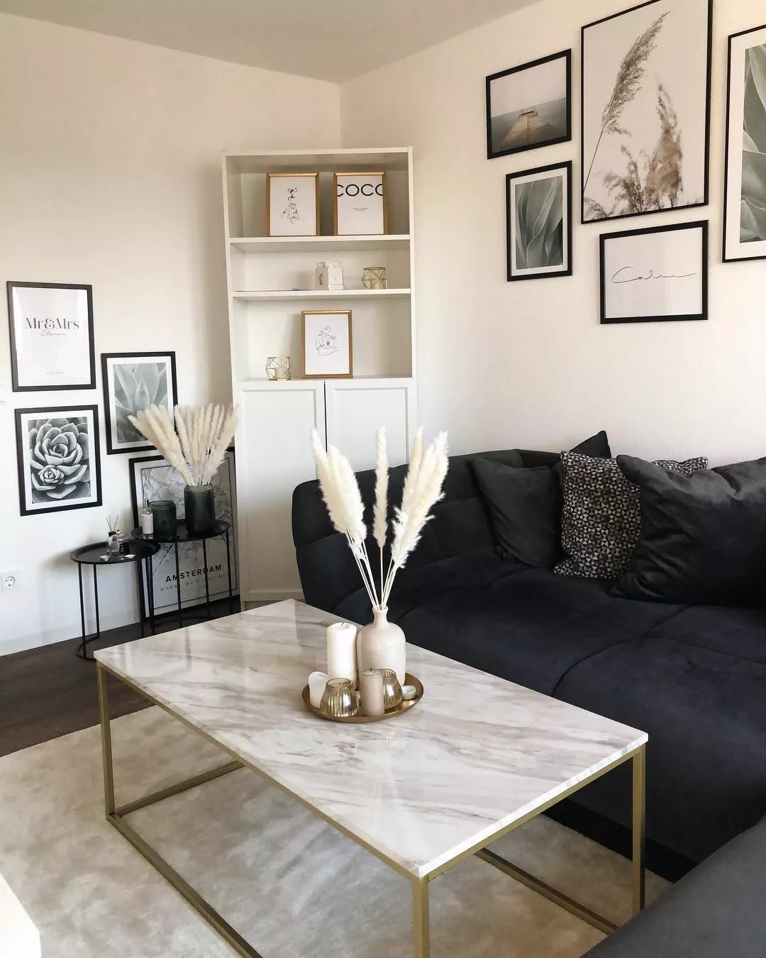 Beliani Sohvapöytä Marmorikuvio Beige/kulta DELANO 5 Beliani Sohvapöytä Marmorikuvio Beige/kulta DELANO - Image 3