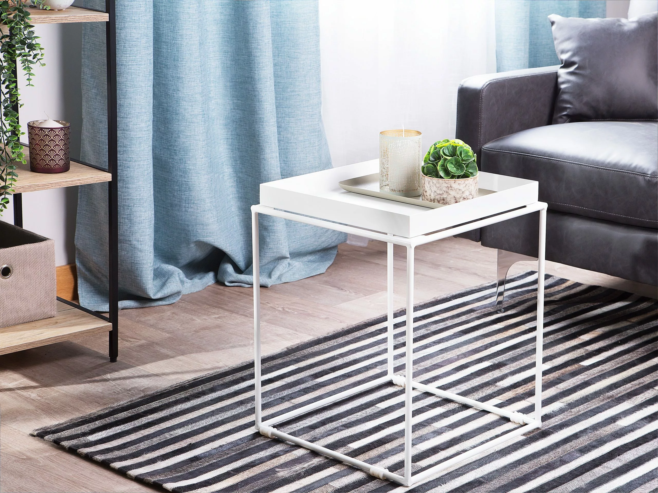 Beliani Sivupöytä Metalli Valkoinen SAXON - Image 2