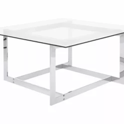 Beliani Sohvapöytä Lasitasolla Metalli Hopea CRYSTAL