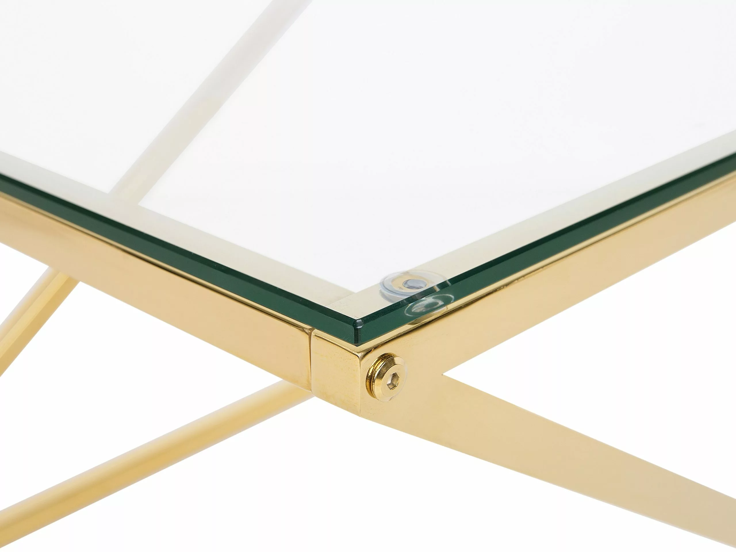 Beliani Sohvapöytä Lasitasolla Rosteri Kulta BEVERLY - Image 4