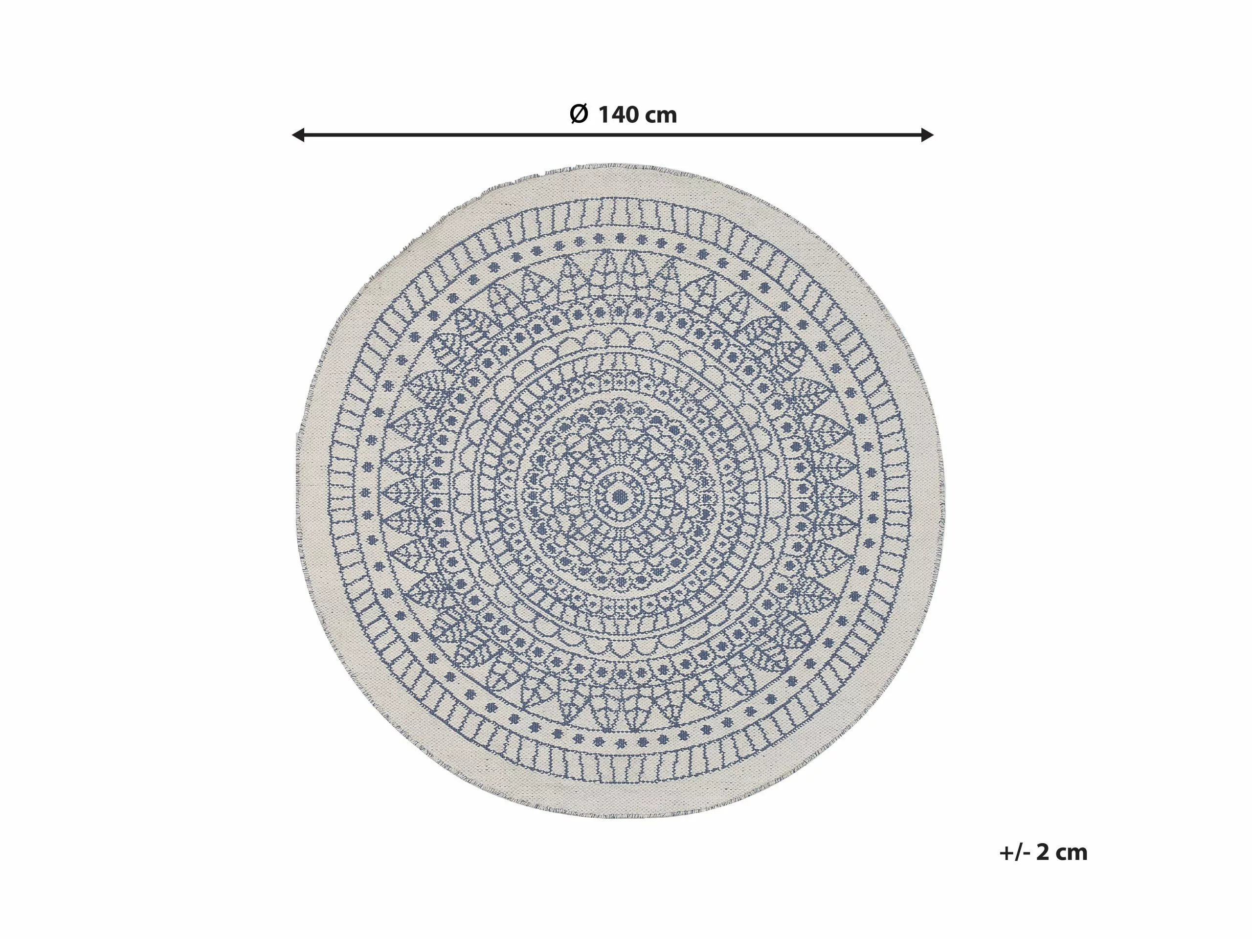 Beliani Ulkomatto Kaksipuolinen Sininen/valkoinen ⌀ 140 Cm YALAK - Image 10