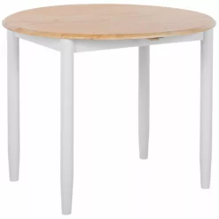 Beliani Ruokapöytä Jatkettava Kumipuu Vaalea Puu/harmaa ⌀ 61/92 Cm OMAHA