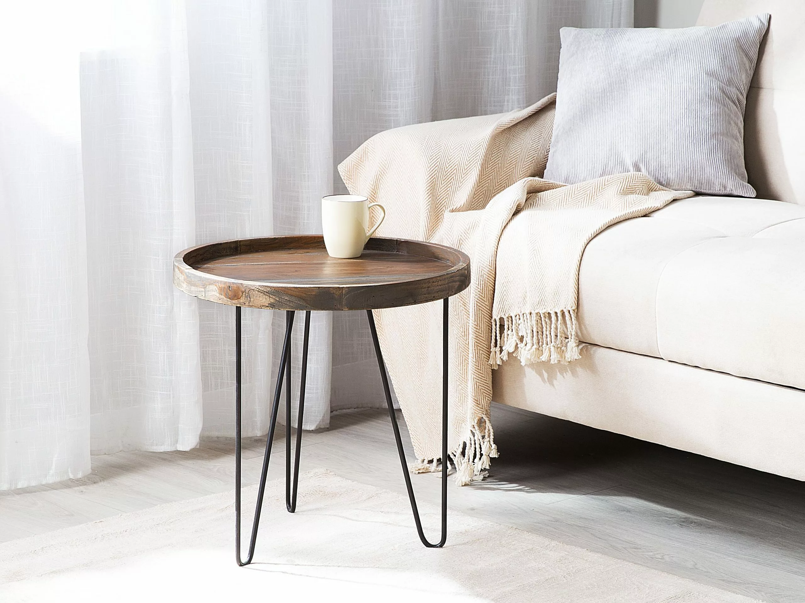 Beliani Sivupöytä Tiikki Tumma Puu/musta BONDISS 4 Beliani Sivupöytä Tiikki Tumma Puu/musta BONDISS - Image 2