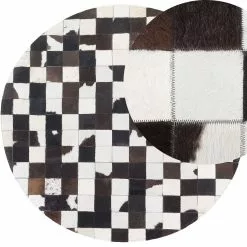 Beliani Matto Lehmännahka Mustavalkoinen 140 Cm BERGAMA