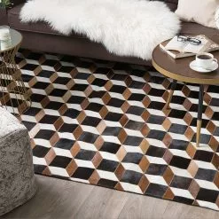 Beliani Matto Lehmännahka Ruskea ALPKOY Useita Kokoja -Ruokapöydät Myyntikauppa undef src sa picid 742772 type color image scaled