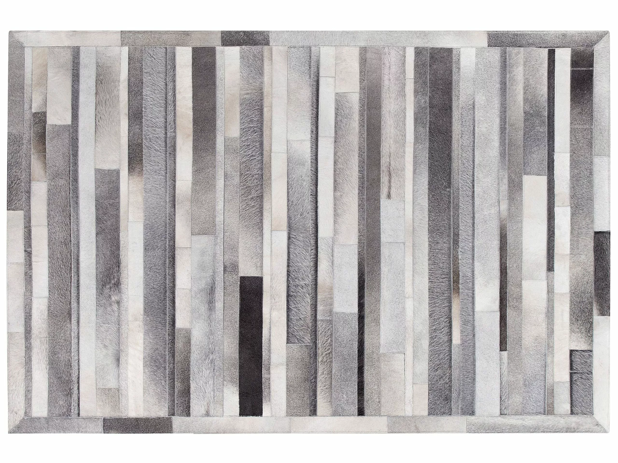 Beliani Matto Lehmännahka Vaaleanharmaa AZAY Useita Kokoja - Image 3