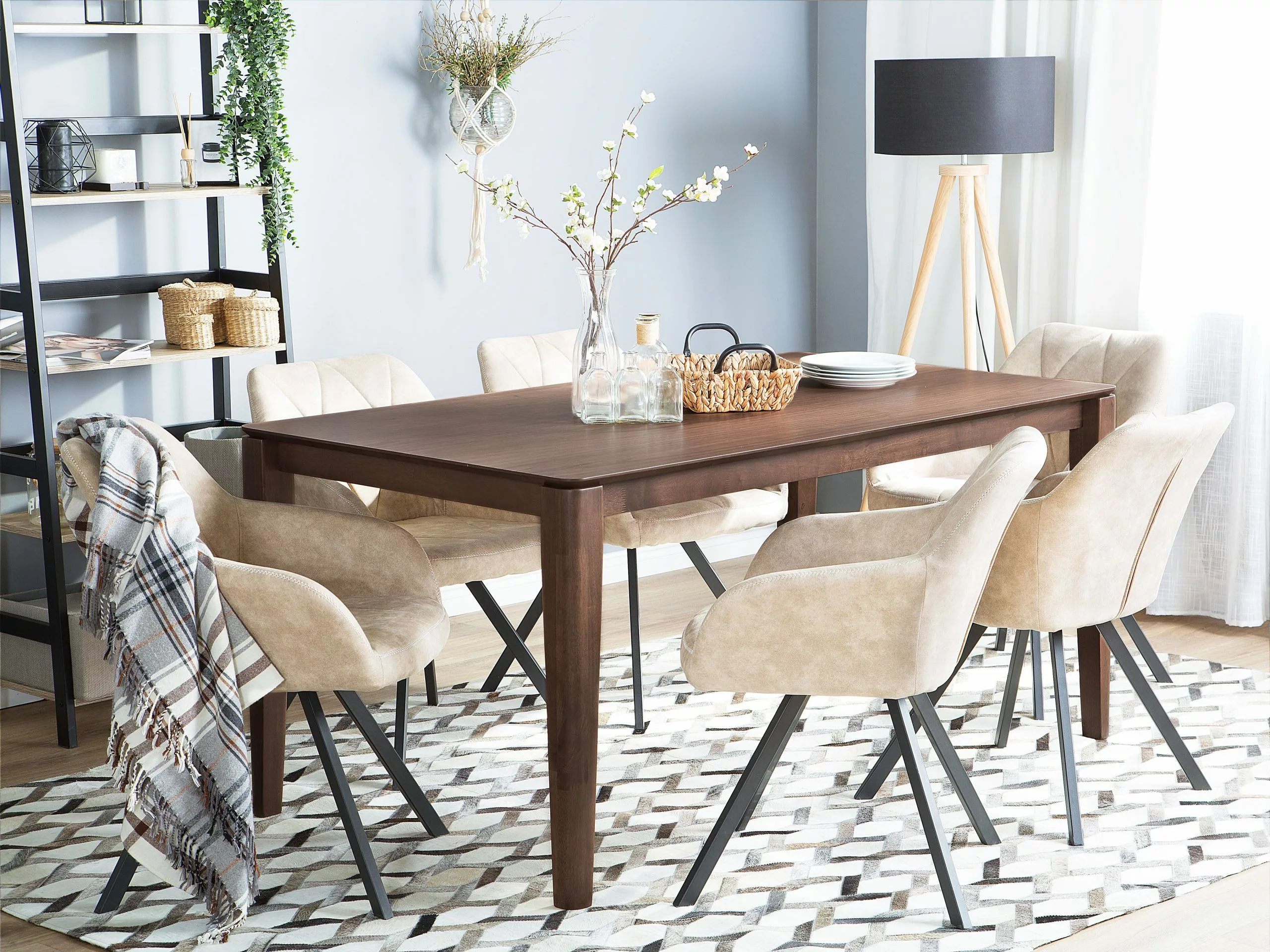 Beliani Ruokapöytä Tumma Puu 160 X 90 Cm LOTTIE - Image 7