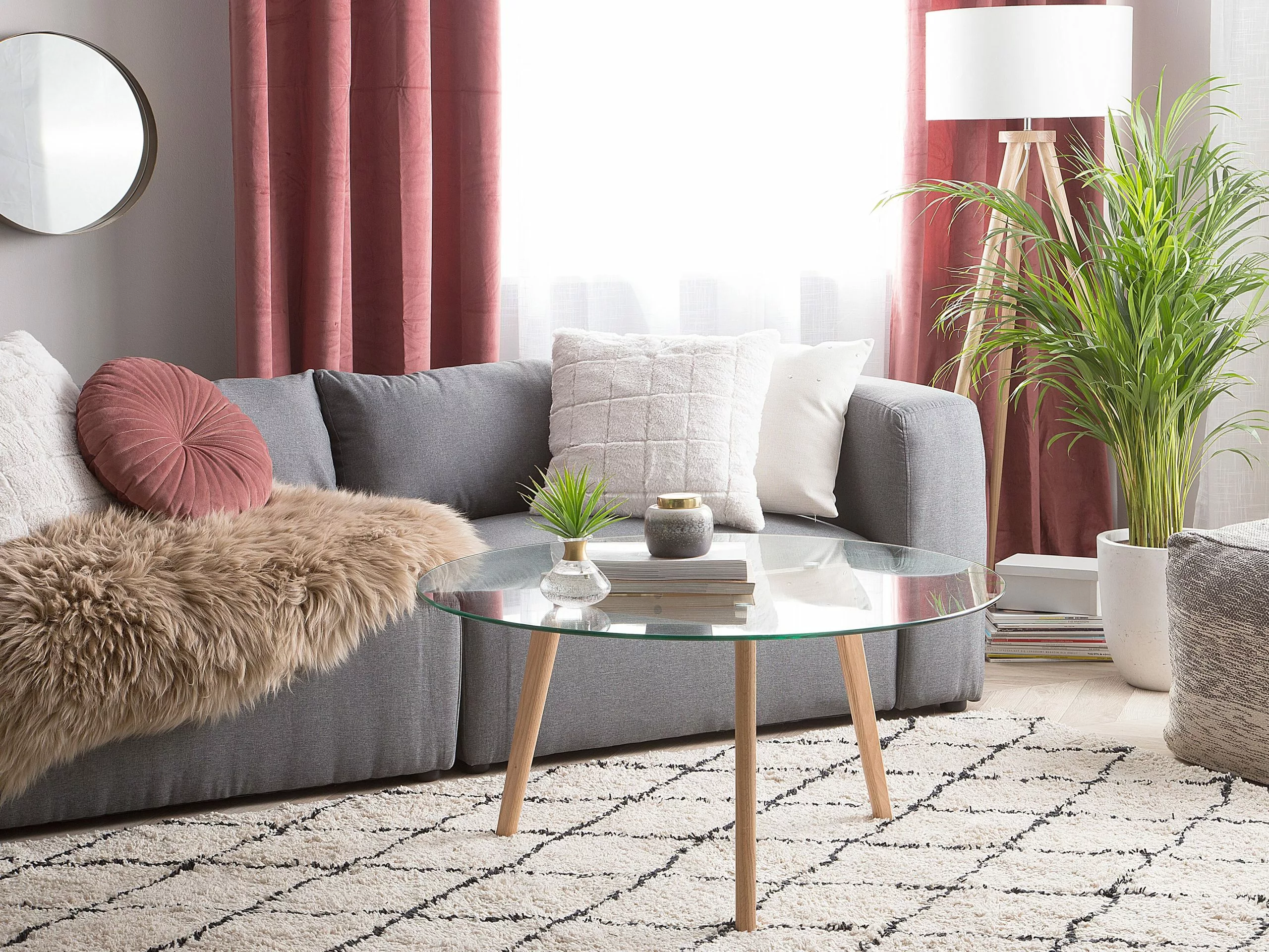 Beliani Sohvapöytä Lasitasolla Tammi Vaalea Puu MINNESOTA - Image 2