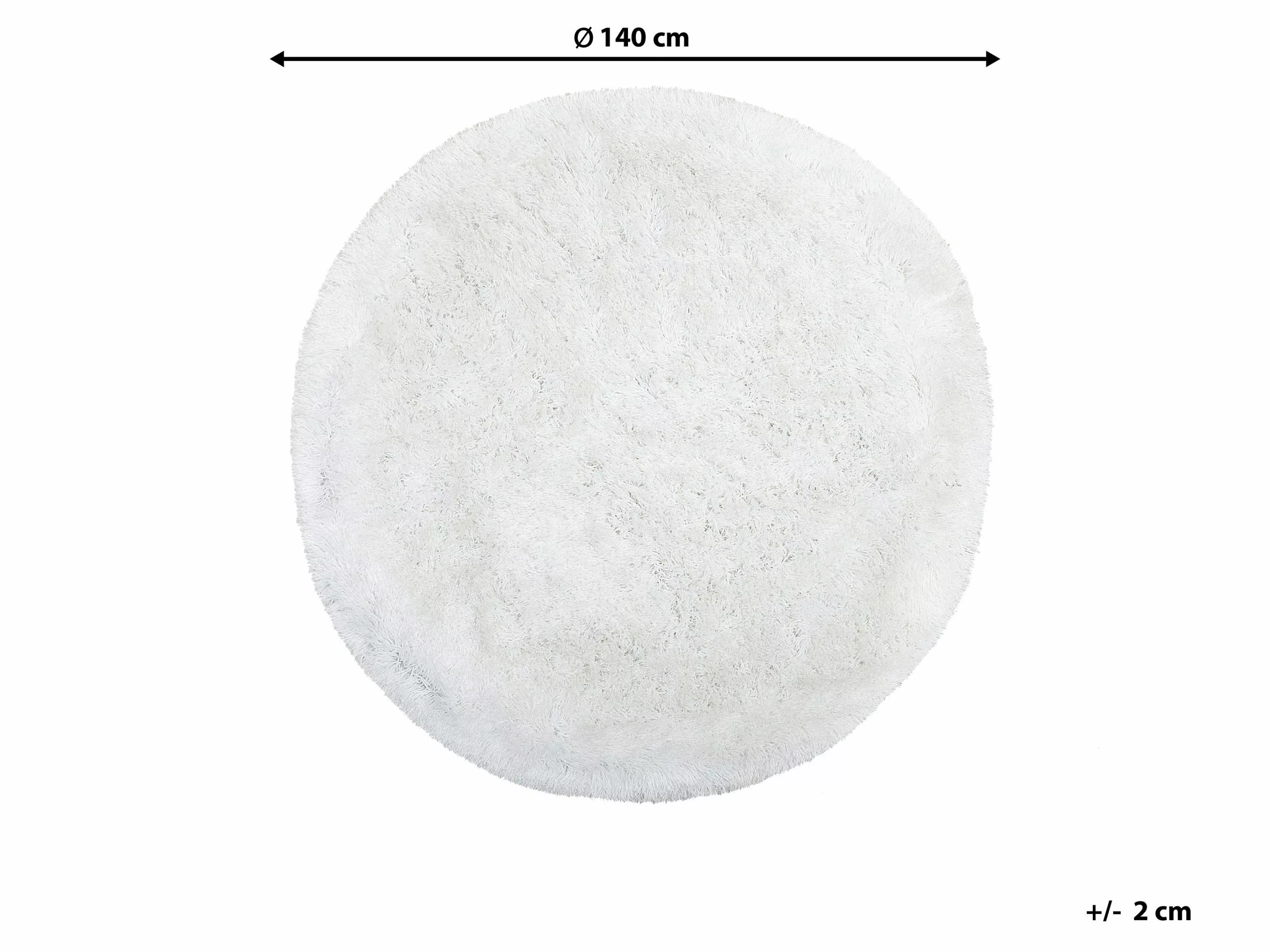 Beliani Pyöreä Matto Valkoinen ⌀ 140 Cm CIDE - Image 5