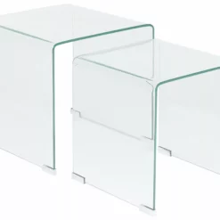 Beliani Sivupöytäsetti Lasi Kirkas 2 Kpl KENDALL