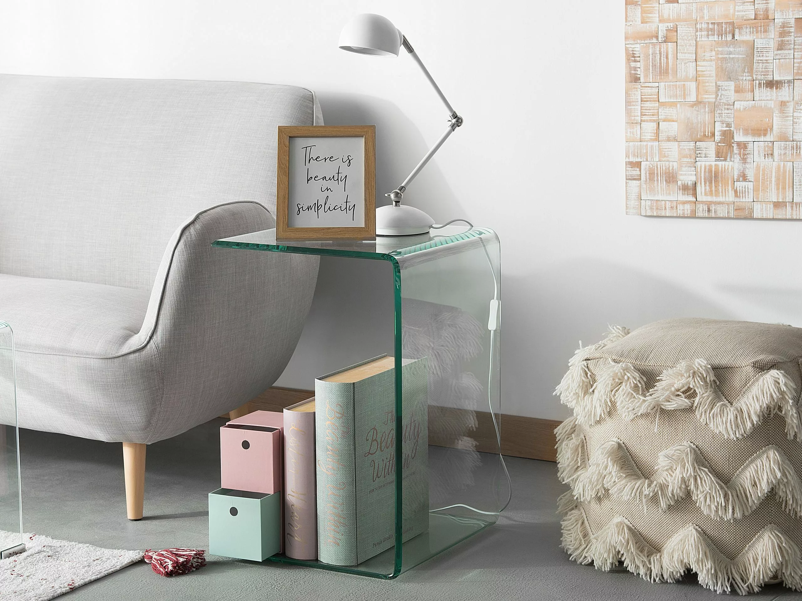 Beliani Sivupöytä Lasi Kirkas LOURDES 4 Beliani Sivupöytä Lasi Kirkas LOURDES - Image 2