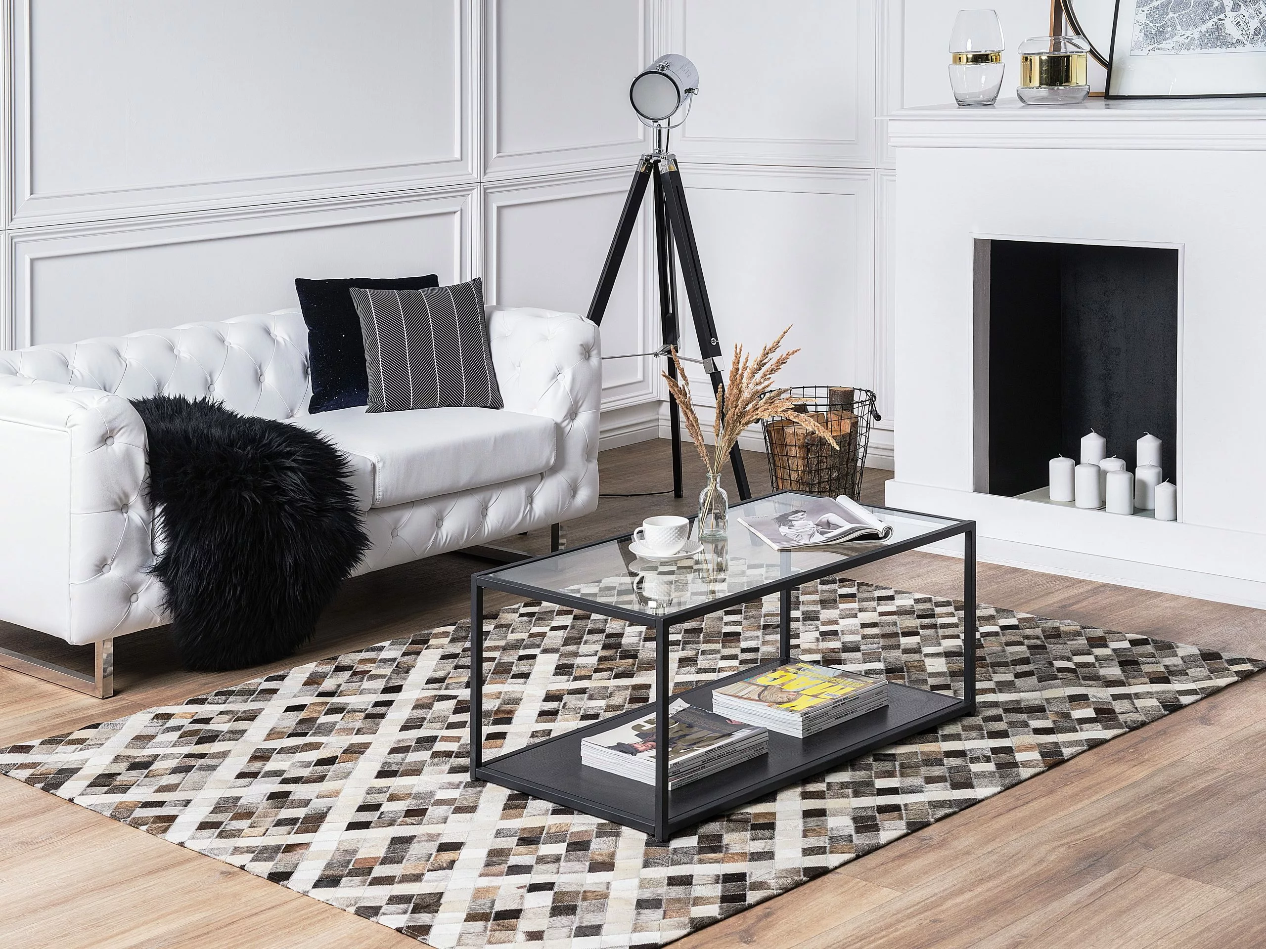 Beliani Matto Lehmännahka Harmaa/ruskea AKDERE Useita Kokoja 4 Beliani Matto Lehmännahka Harmaa/ruskea AKDERE Useita Kokoja - Image 2