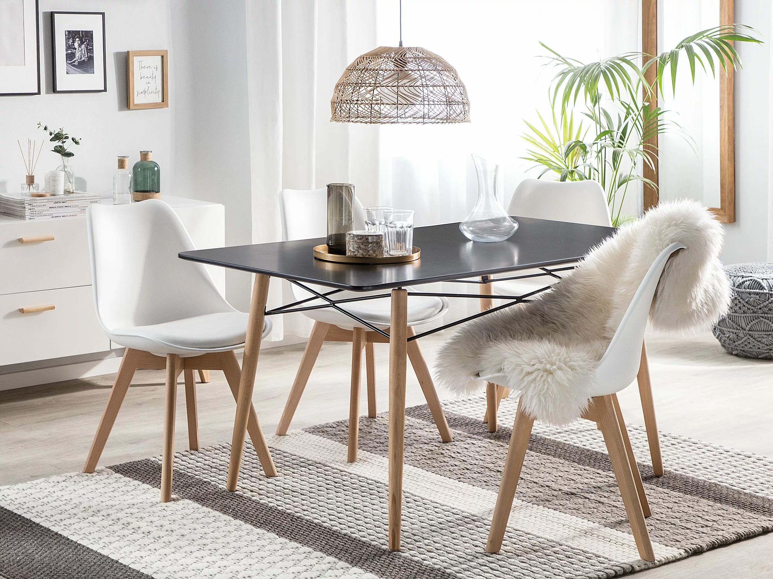 Beliani Ruokapöytä Musta/vaalea Puu 140 X 80 Cm BIONDI - Image 2