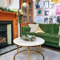 Beliani Sohvapöytä Marmorikuvio Beige/kulta CORAL -Ruokapöydät Myyntikauppa undef src sa picid 754790 type whitesh image