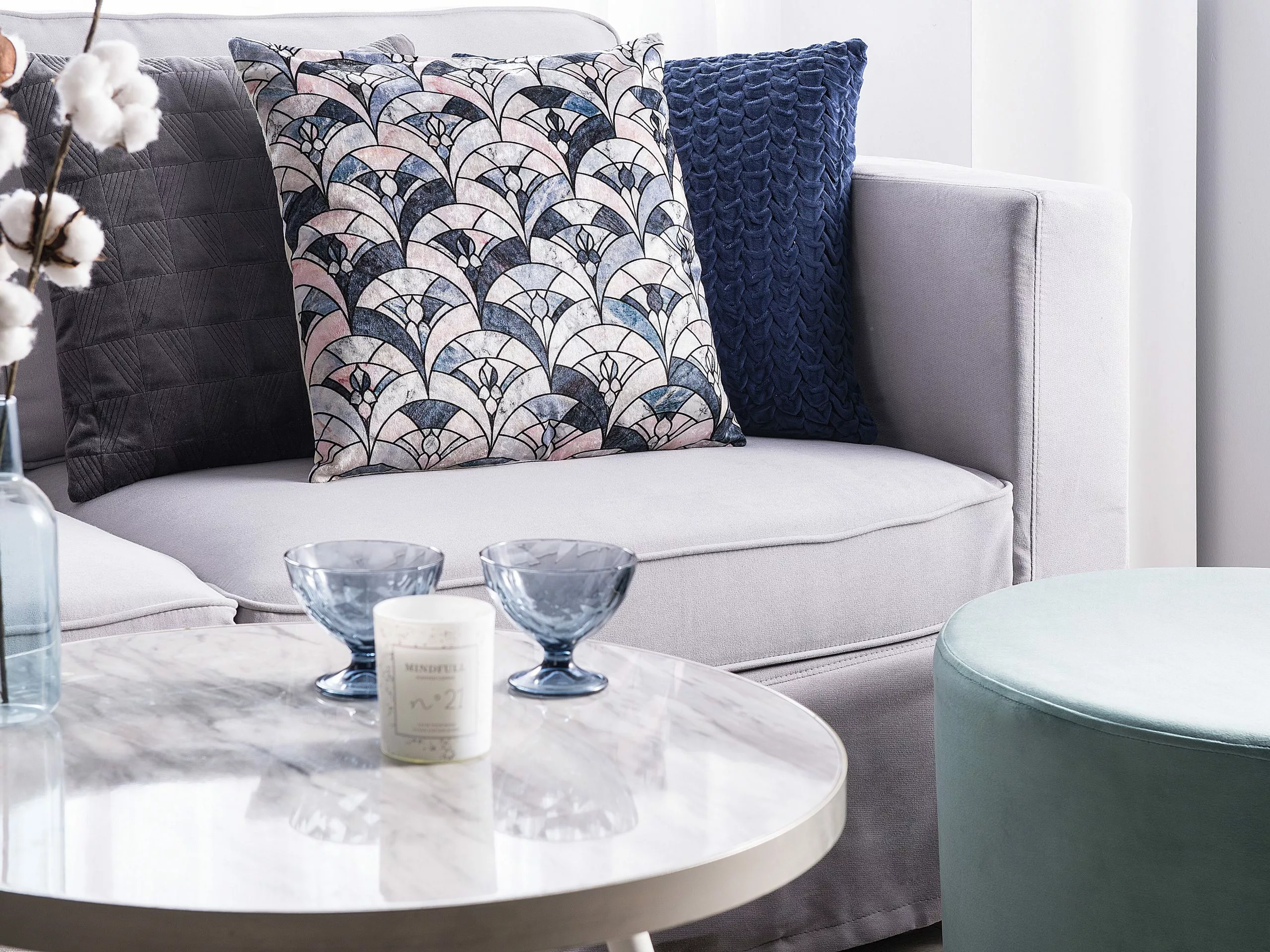 Beliani Sohvapöytä Marmorikuvio Valkoinen/hopea RAMONA 6 Beliani Sohvapöytä Marmorikuvio Valkoinen/hopea RAMONA - Image 4