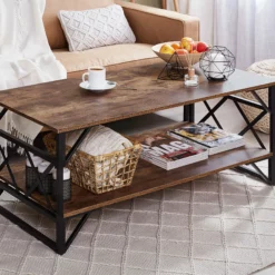 Beliani Sohvapöytä Ruskea/musta BOLTON -Ruokapöydät Myyntikauppa undef src sa picid 757202 type color image scaled