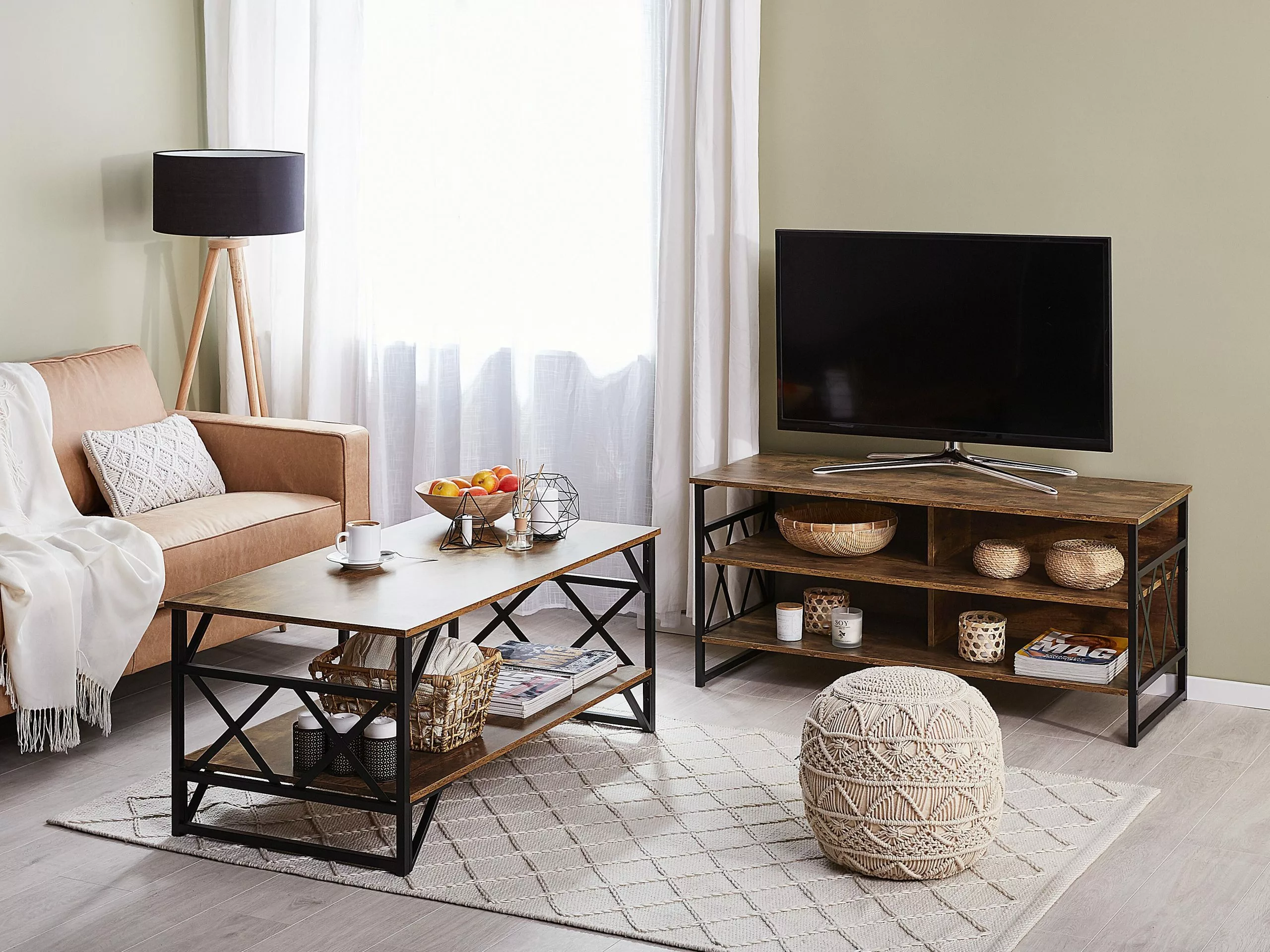 Beliani Sohvapöytä Ruskea/musta BOLTON - Image 3