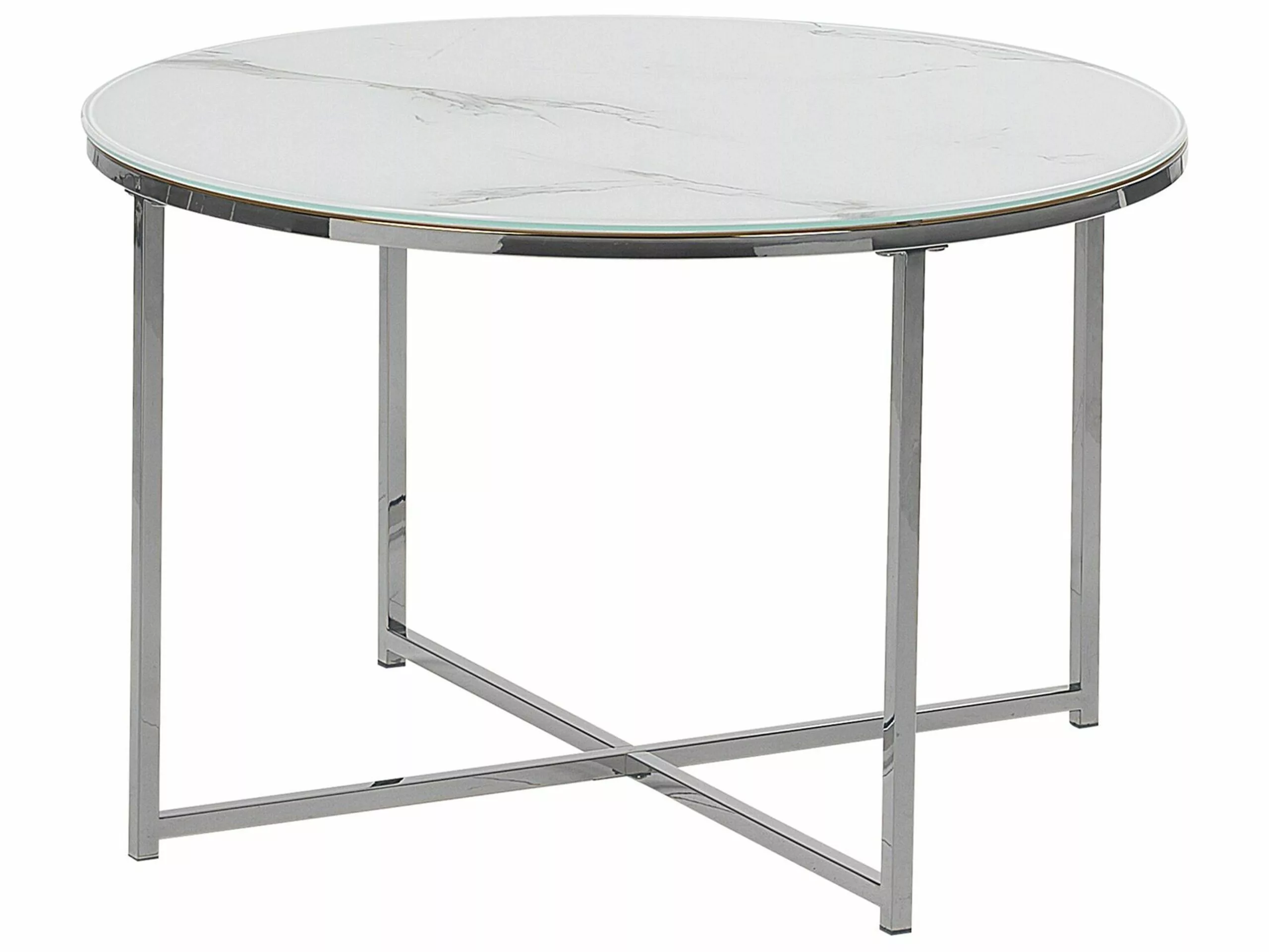 Beliani Sohvapöytä Rosteri Marmorikuvio Valkoinen/hopea QUINCY 3 Beliani Sohvapöytä Rosteri Marmorikuvio Valkoinen/hopea QUINCY