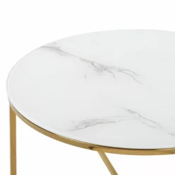 Beliani Sohvapöytä Rosteri Marmorikuvio Valkoinen/kulta QUINCY -Ruokapöydät Myyntikauppa undef src sa picid 757502 type whitesh image scaled