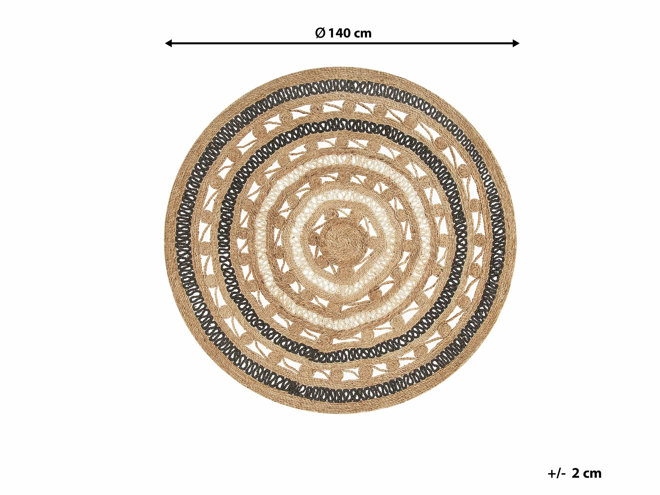 Beliani Matto Juutti Beige/musta 140 Cm GOYNE 8 Beliani Matto Juutti Beige/musta 140 Cm GOYNE - Image 6