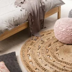 Beliani Matto Juutti Beige 140 Cm KERER -Ruokapöydät Myyntikauppa undef src sa picid 757790 type color image scaled