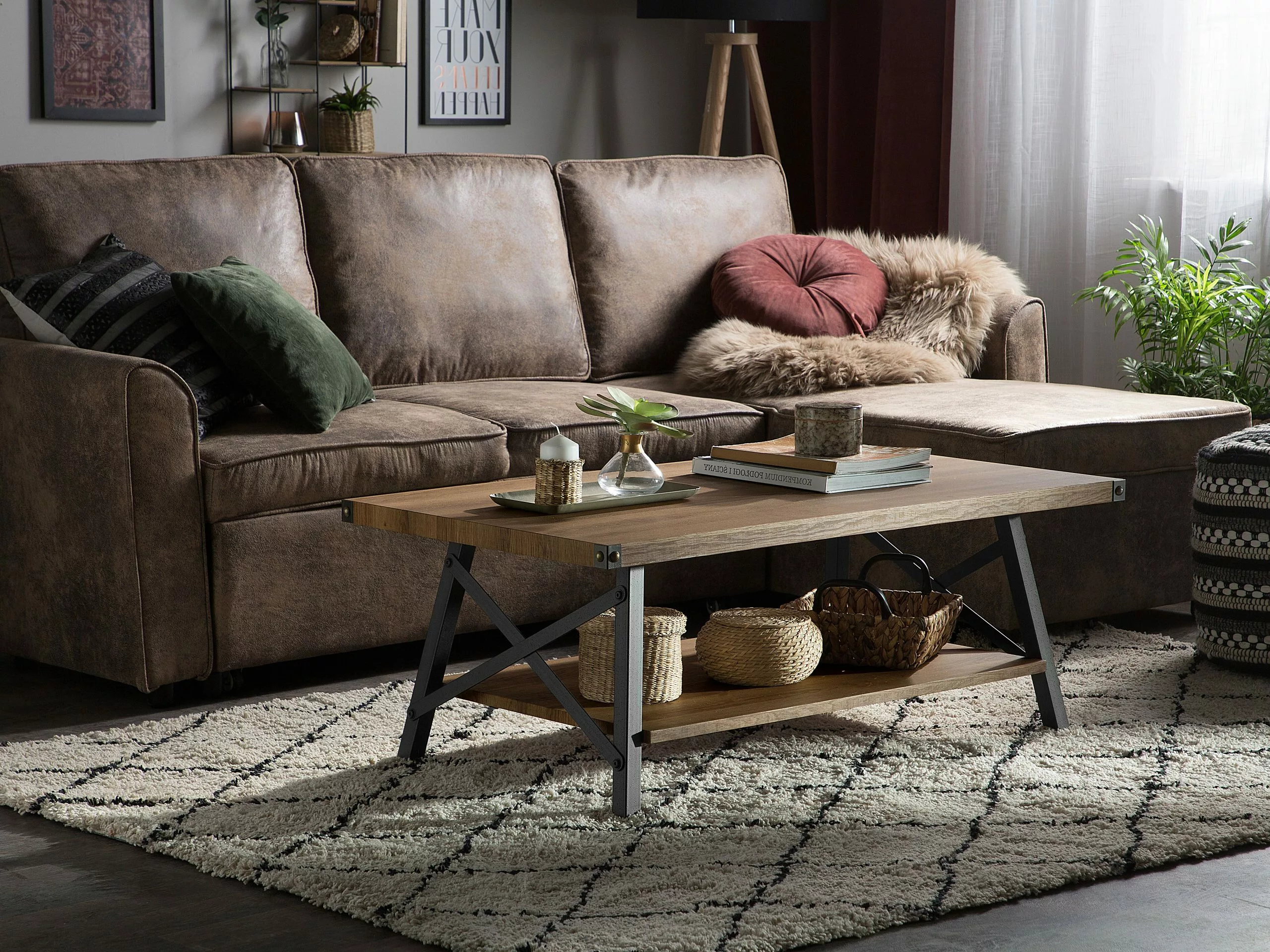 Beliani Sohvapöytä Tumma Puu/musta CARLIN 4 Beliani Sohvapöytä Tumma Puu/musta CARLIN - Image 2