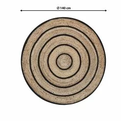 Beliani Matto Juutti Beige/musta 140 Cm BUKSE -Ruokapöydät Myyntikauppa undef src sa picid 757850 type whitesh image scaled