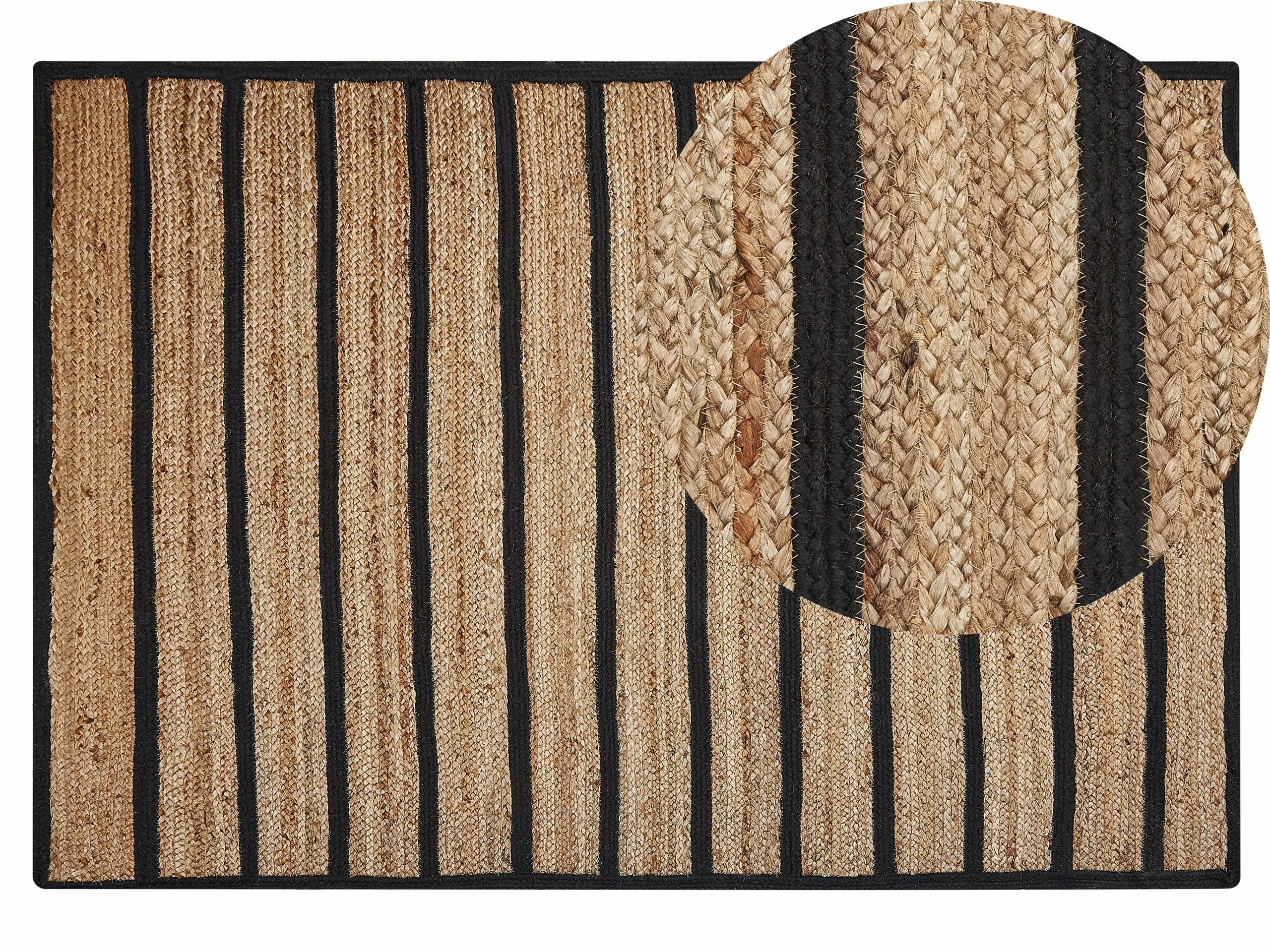 Beliani Matto Juutti Beige/musta KARADONA Useita Kokoja