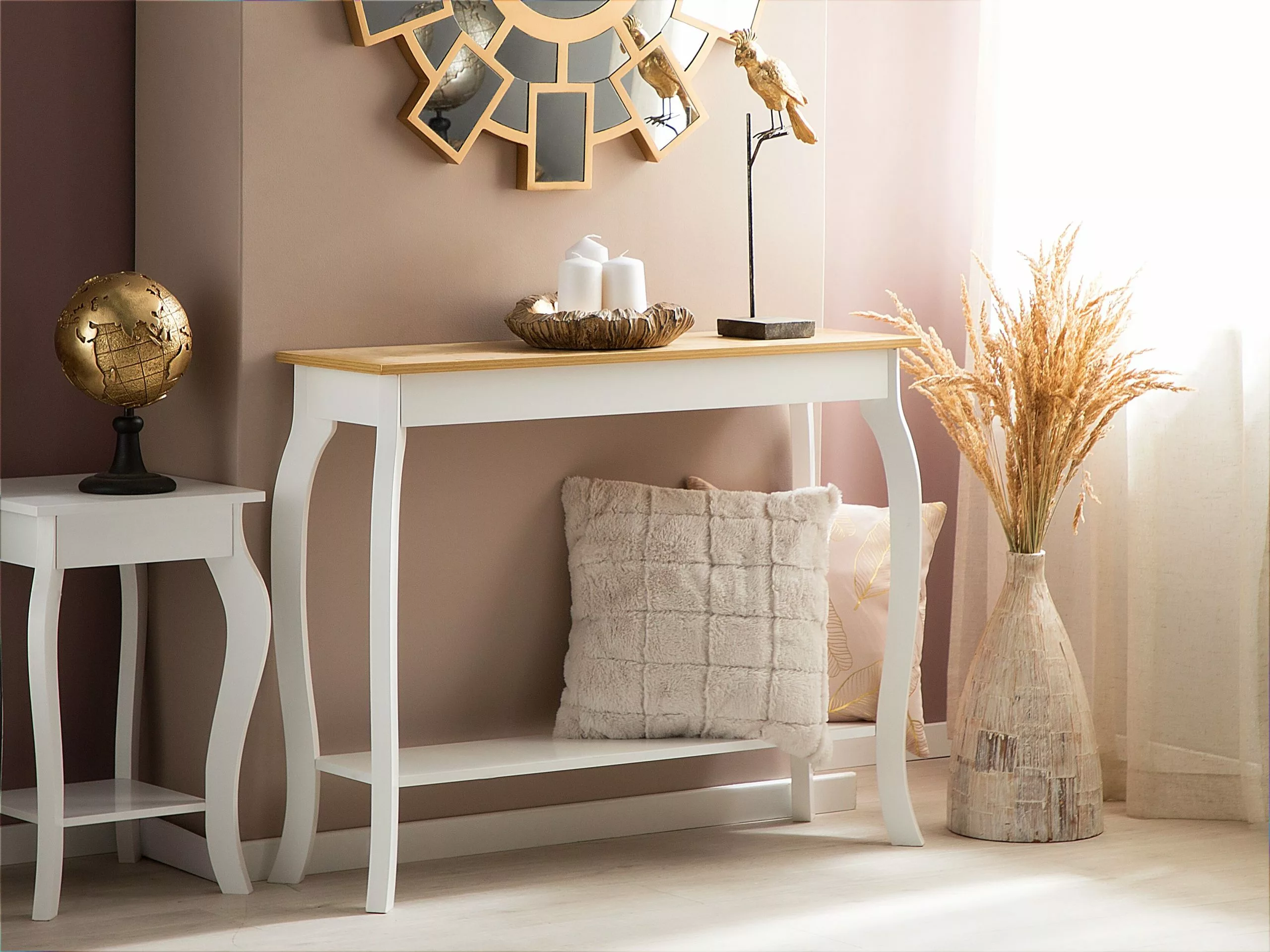 Beliani Konsolipöytä Vaalea Puu/valkoinen HARTFORD 4 Beliani Konsolipöytä Vaalea Puu/valkoinen HARTFORD - Image 2