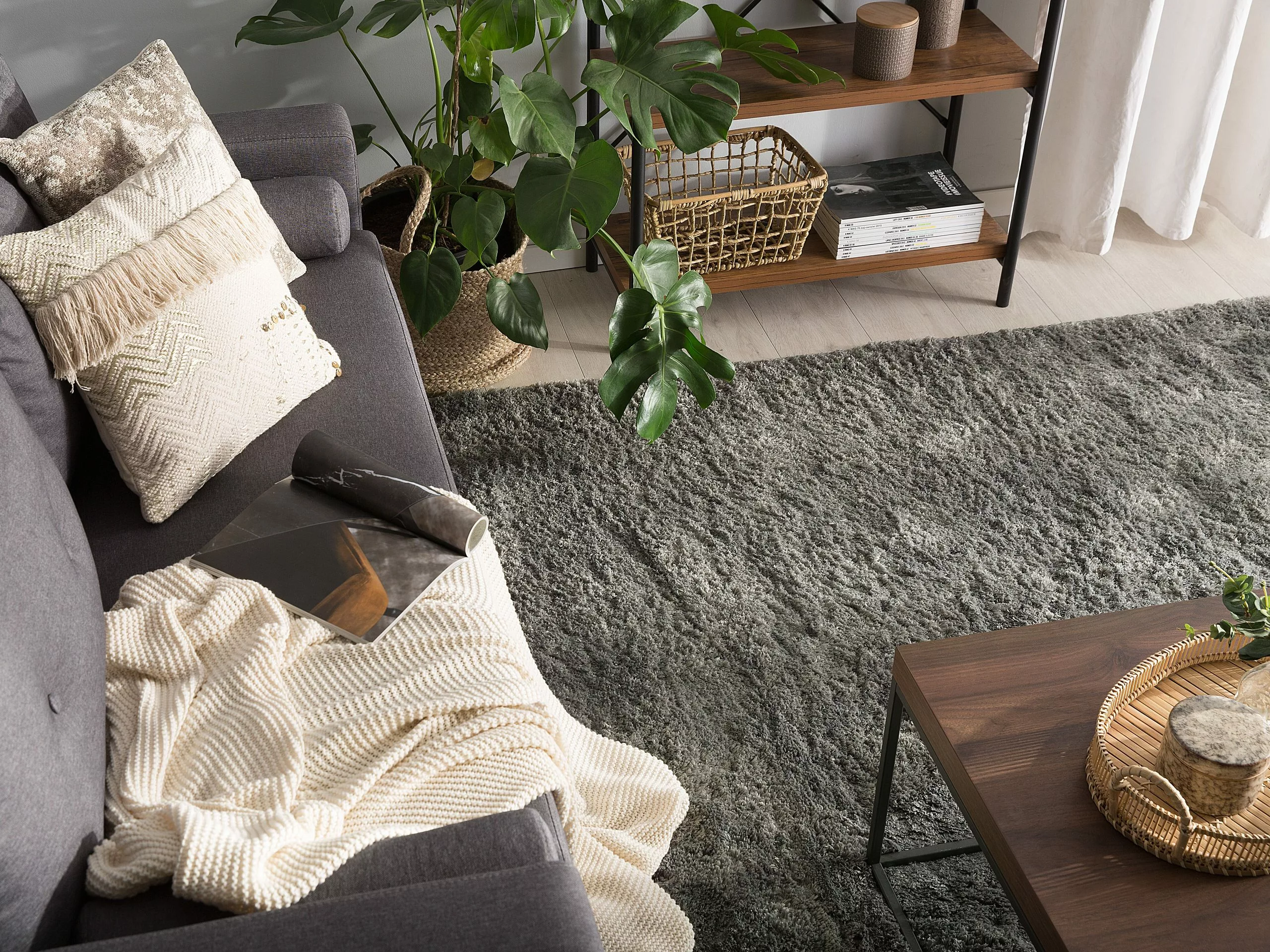 Beliani Matto Kangas Tummanharmaa EVREN Useita Kokoja - Image 2