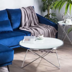 Beliani Sohvapöytä Lasitasolla Metalli Valkoinen/hopea MERIDIAN II 9 Beliani Sohvapöytä Lasitasolla Metalli Valkoinen/hopea MERIDIAN II -Ruokapöydät Myyntikauppa undef src sa picid 758967 type color image scaled