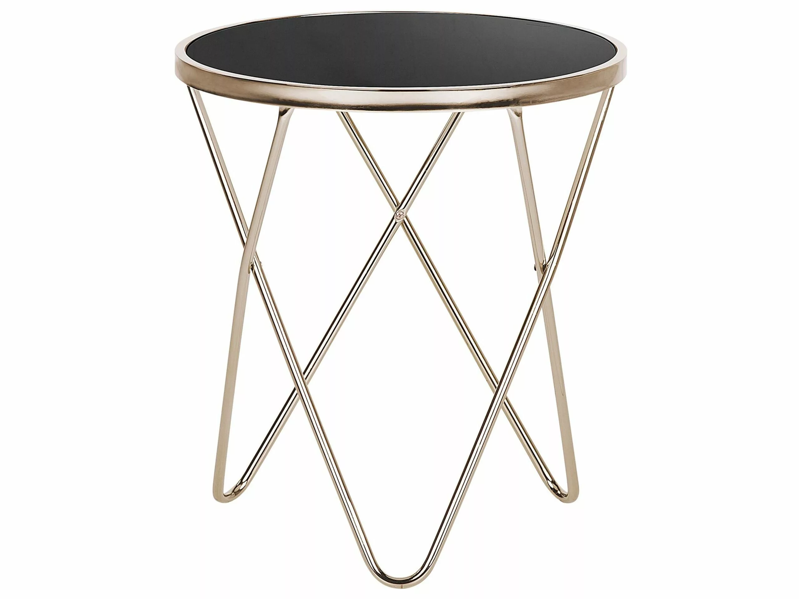 Beliani Sivupöytä Lasitasolla Metalli Musta/kulta MERIDIAN II