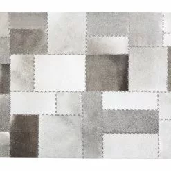 Beliani Matto Lehmännahka Harmaa/beige PERVARI Useita Kokoja